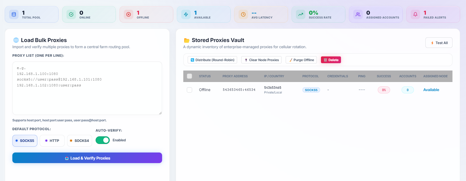 Proxy Vault credential and slot management board